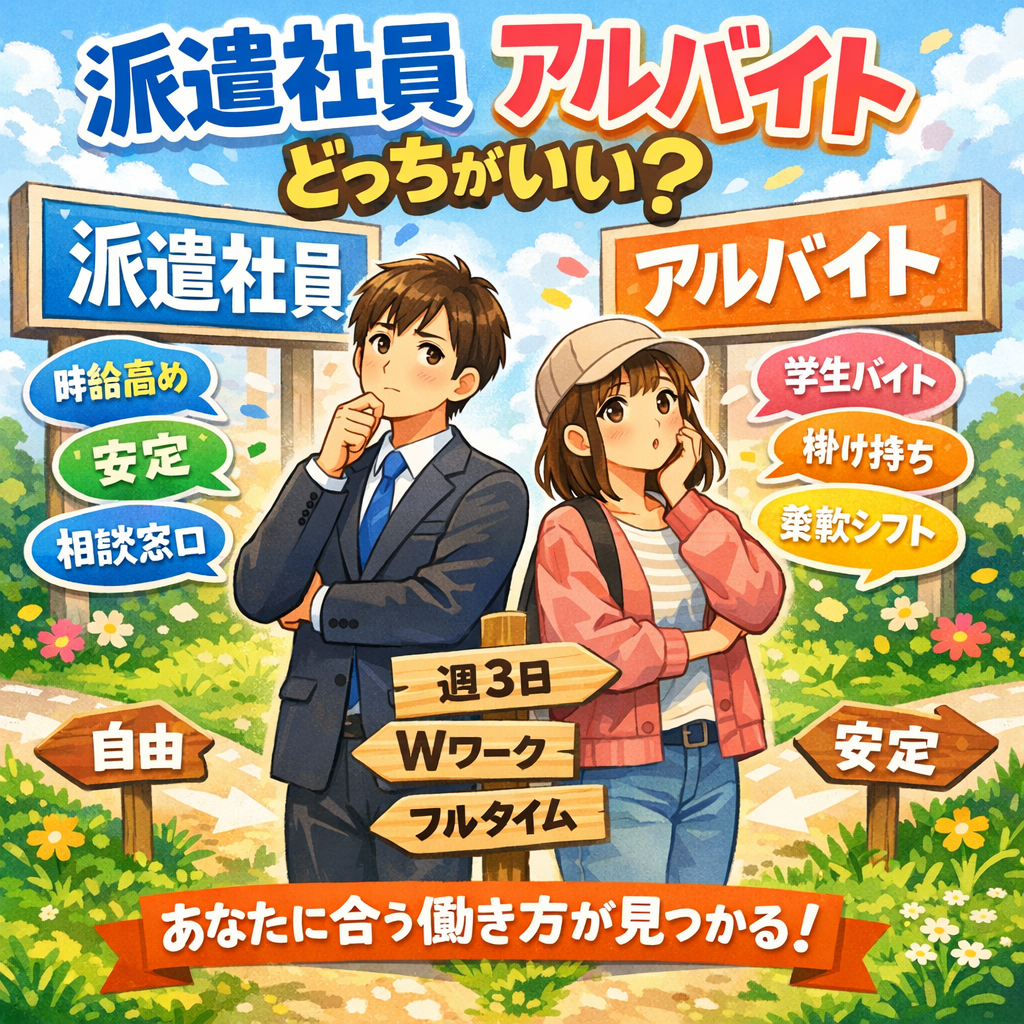 【2026年版】派遣社員とアルバイトはどっちがいいか迷う人向けガイド