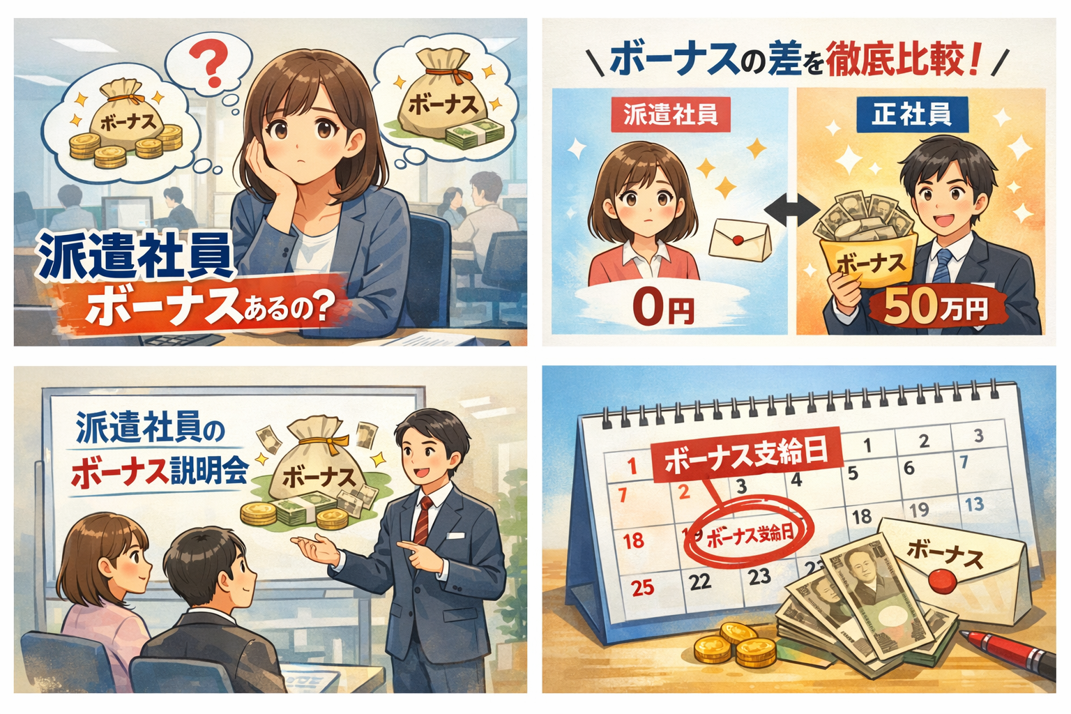 【2026年版】派遣社員のボーナスはいくら？もらえる派遣会社と条件一覧