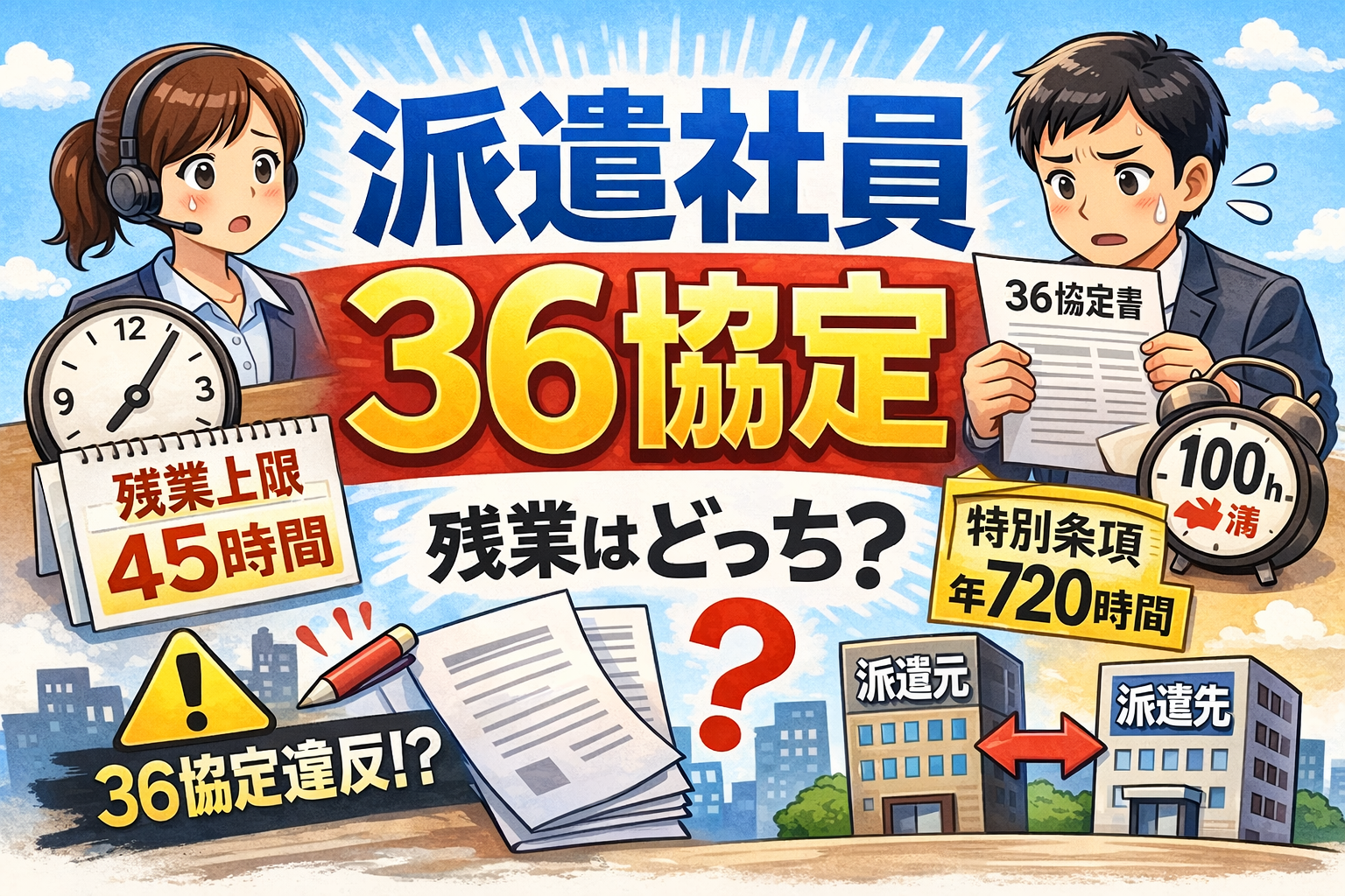 【完全版】派遣社員の36協定の基本と特別条項720時間の注意点