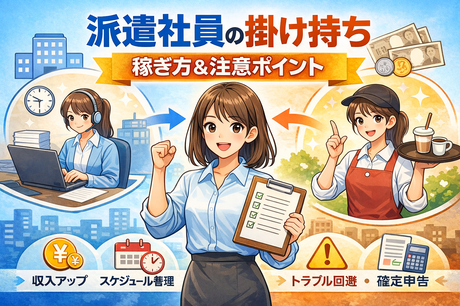 【完全版】派遣社員の掛け持ちで月収2倍にする方法と注意点と確定申告はどうする？